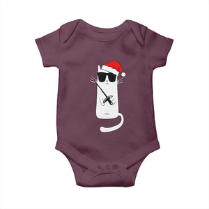 Funny Cat Fencing Christmas Baby Onesie Cute Kitty Lover TS14 Maroon Print Your Wear