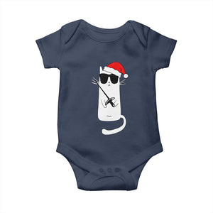 Funny Cat Fencing Christmas Baby Onesie Cute Kitty Lover TS14 Navy Print Your Wear