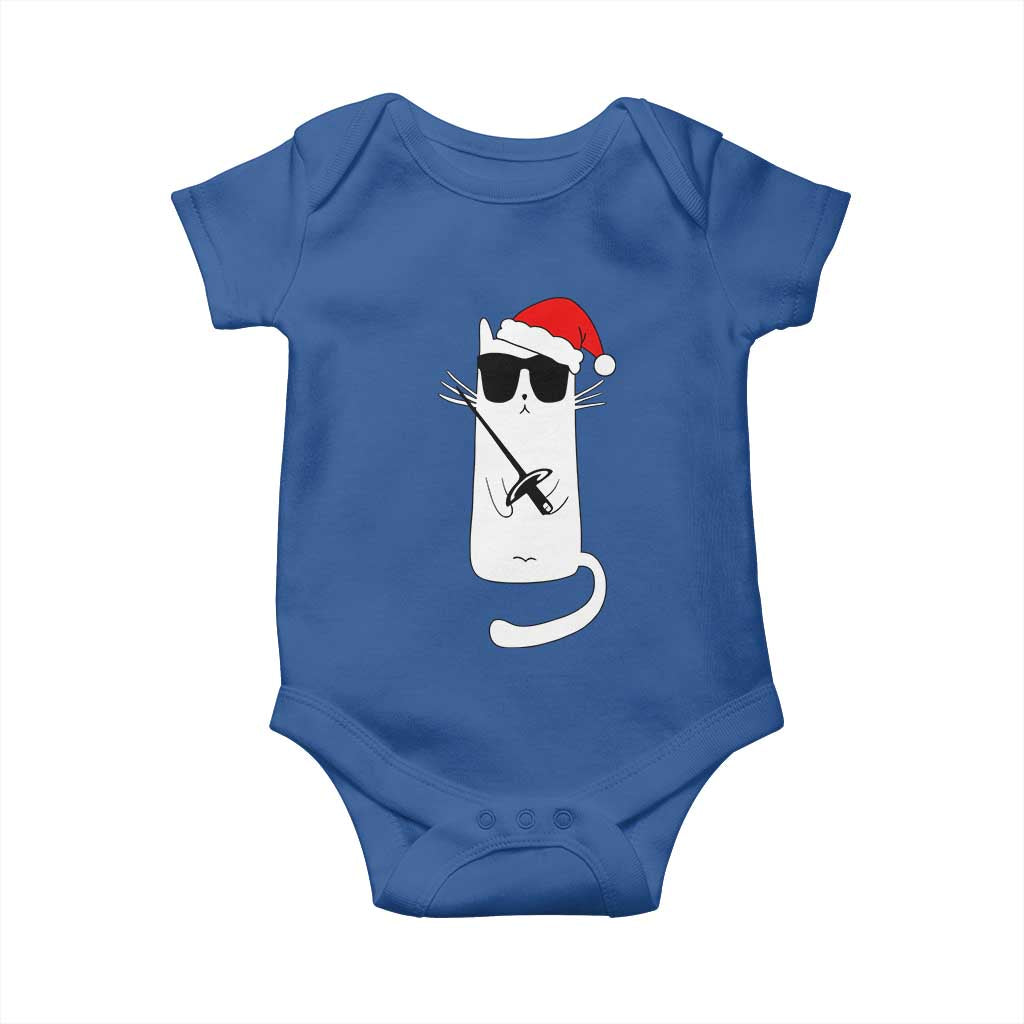 Funny Cat Fencing Christmas Baby Onesie Cute Kitty Lover TS14 Royal Blue Print Your Wear
