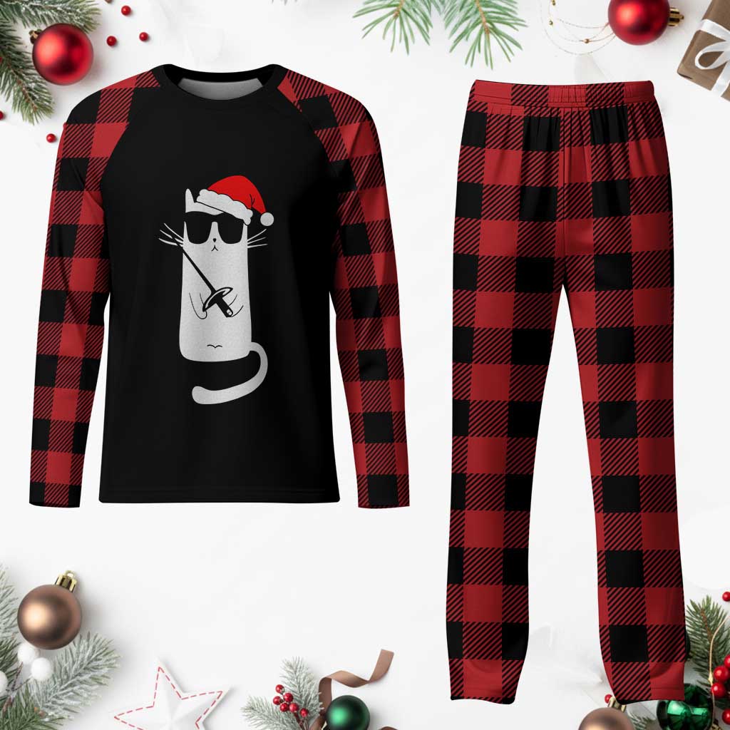 Funny Cat Fencing Christmas Plaid Pajama Set Cute Kitty Lover TS14 Buffalo Plaid Print Your Wear