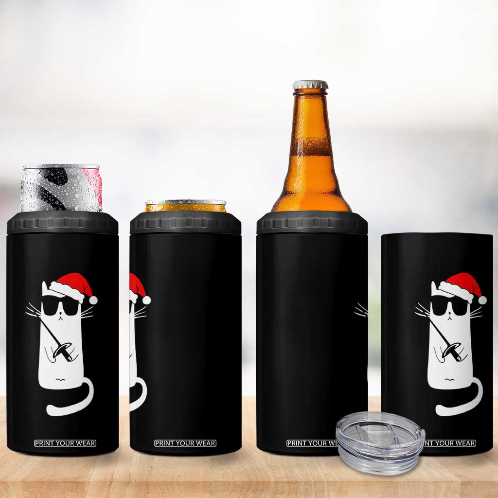 Funny Cat Fencing Christmas 4 in 1 Can Cooler Tumbler Cute Kitty Lover TS14 Print Your Wear