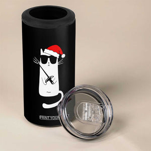 Funny Cat Fencing Christmas 4 in 1 Can Cooler Tumbler Cute Kitty Lover TS14 Print Your Wear