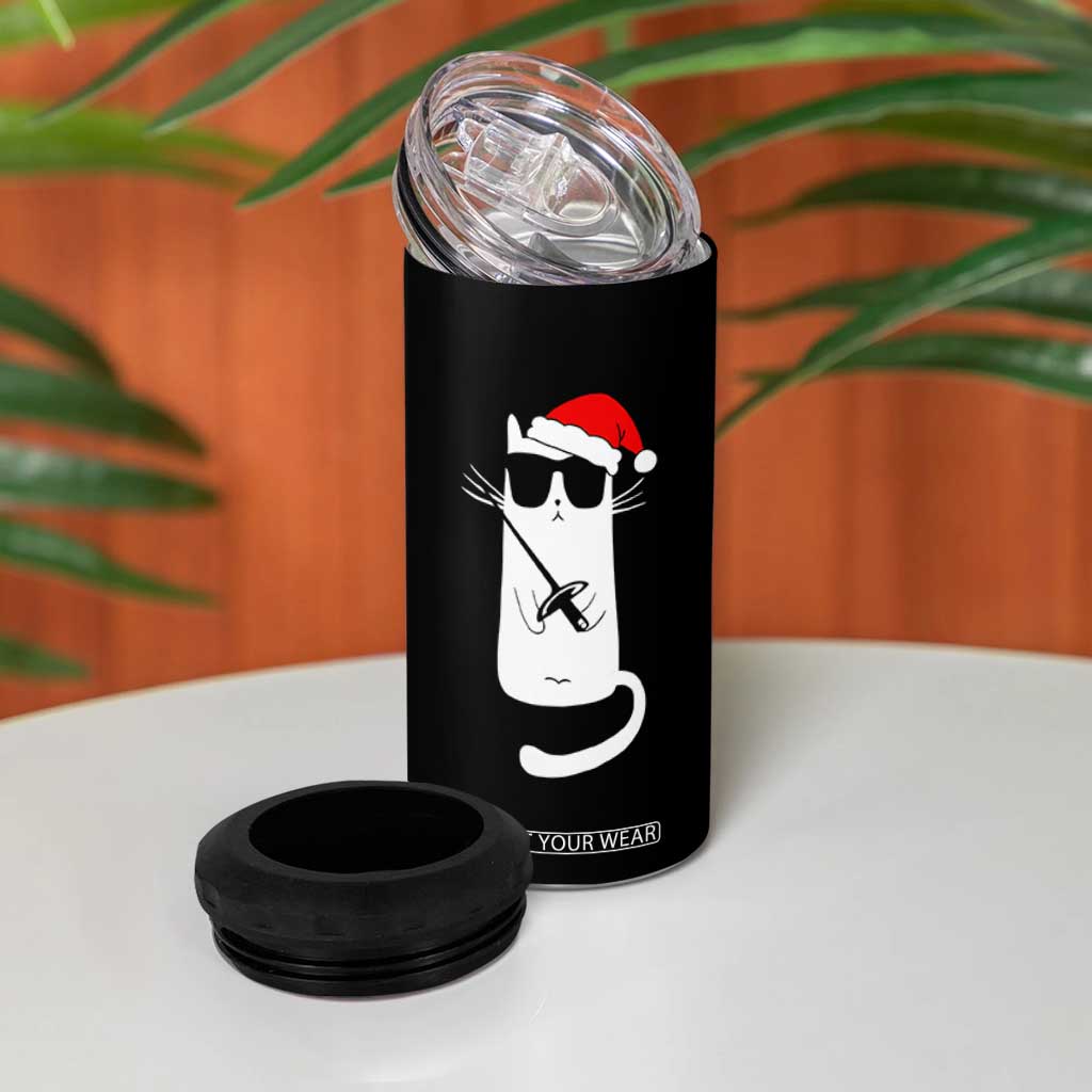 Funny Cat Fencing Christmas 4 in 1 Can Cooler Tumbler Cute Kitty Lover TS14 Print Your Wear