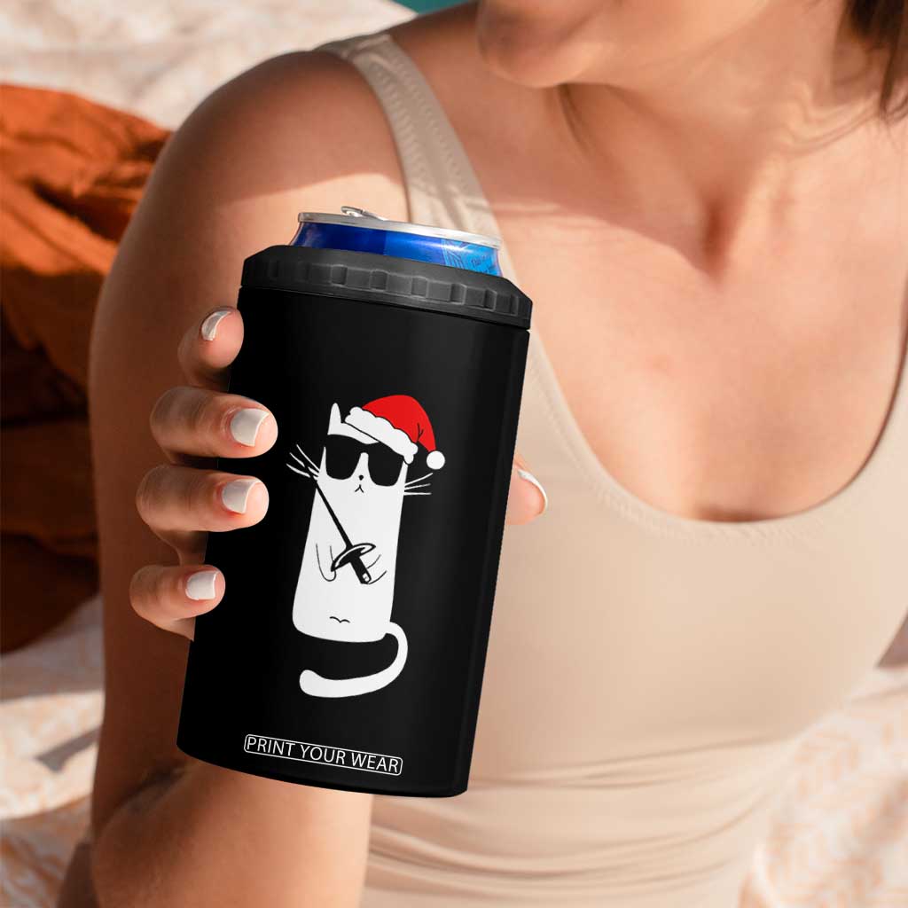 Funny Cat Fencing Christmas 4 in 1 Can Cooler Tumbler Cute Kitty Lover TS14 Print Your Wear