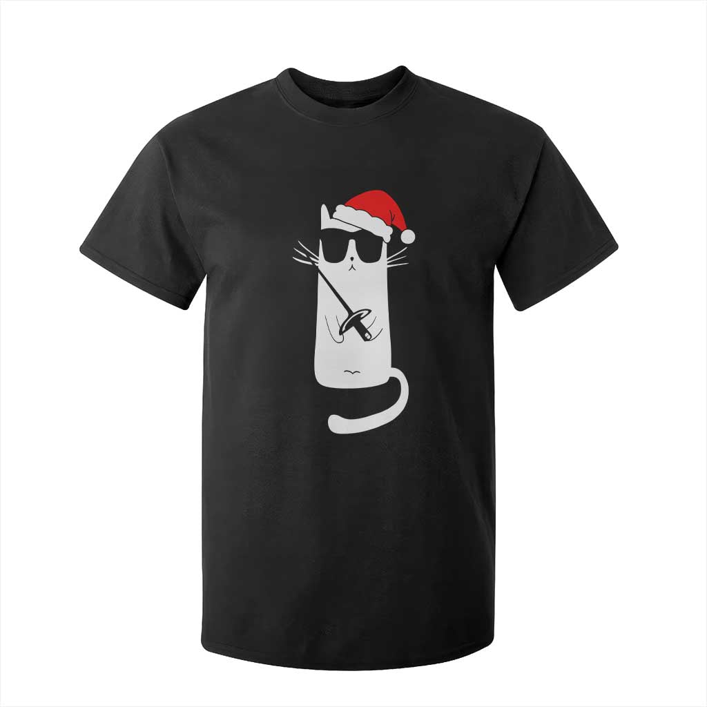 Funny Cat Fencing Christmas T Shirt For Kid Cute Kitty Lover TS14 Black Print Your Wear