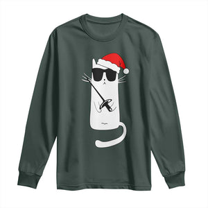 Funny Cat Fencing Christmas Long Sleeve Shirt Cute Kitty Lover - Print Your Wear