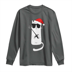 Funny Cat Fencing Christmas Long Sleeve Shirt Cute Kitty Lover - Print Your Wear