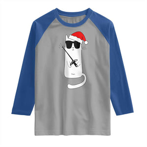 Funny Cat Fencing Christmas Raglan Shirt Cute Kitty Lover TS14 Sport Gray Royal Print Your Wear