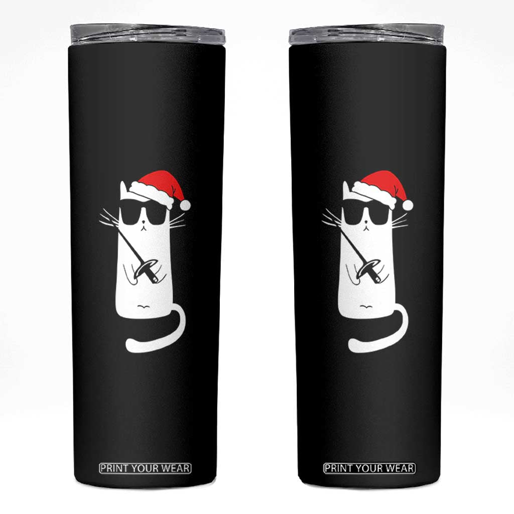 Funny Cat Fencing Christmas Skinny Tumbler Cute Kitty Lover TS14 Black Print Your Wear