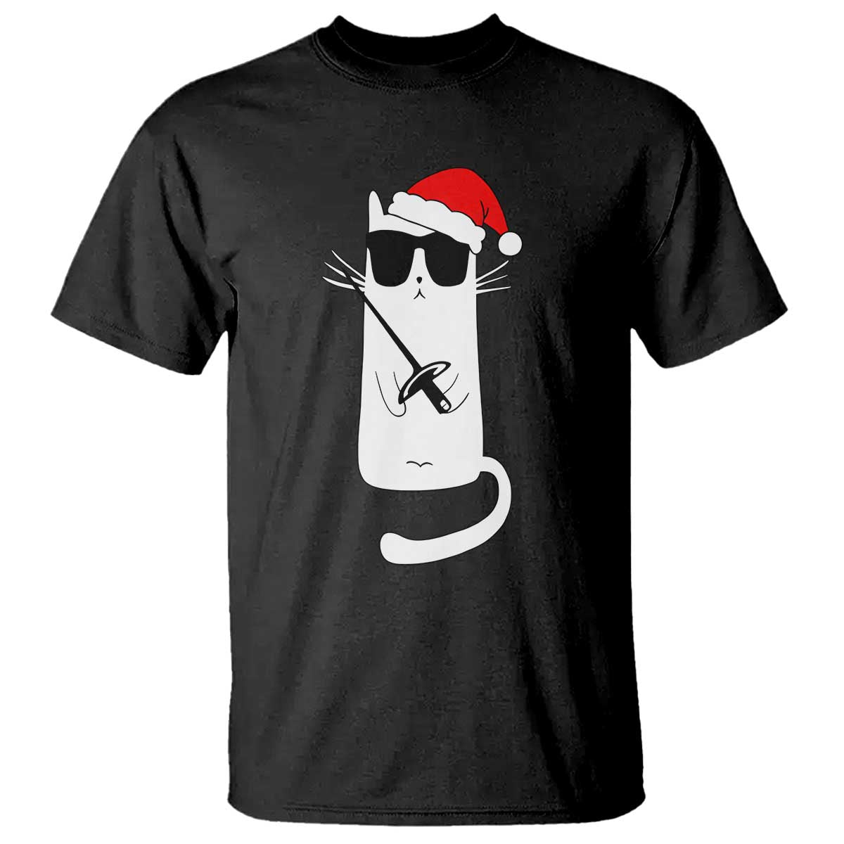 Funny Cat Fencing Christmas T Shirt Cute Kitty Lover TS14 Black Print Your Wear
