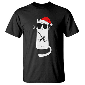 Funny Cat Fencing Christmas T Shirt Cute Kitty Lover TS14 Black Print Your Wear