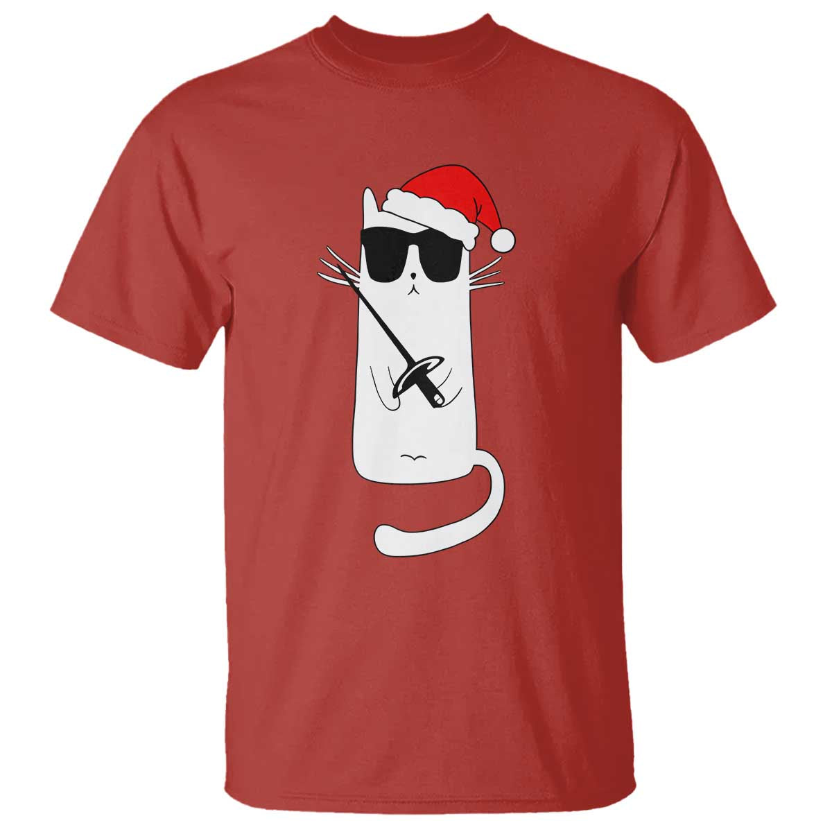 Funny Cat Fencing Christmas T Shirt Cute Kitty Lover TS14 Red Print Your Wear