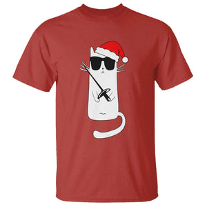 Funny Cat Fencing Christmas T Shirt Cute Kitty Lover TS14 Red Print Your Wear