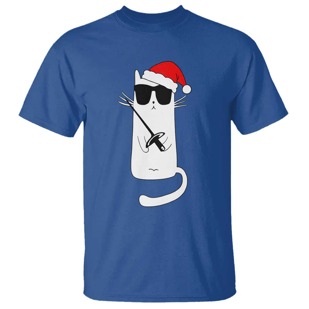 Funny Cat Fencing Christmas T Shirt Cute Kitty Lover TS14 Royal Blue Print Your Wear