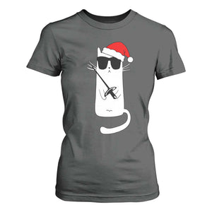 Funny Cat Fencing Christmas T Shirt For Women Cute Kitty Lover TS14 Dark Heather Print Your Wear