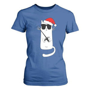 Funny Cat Fencing Christmas T Shirt For Women Cute Kitty Lover TS14 Royal Blue Print Your Wear