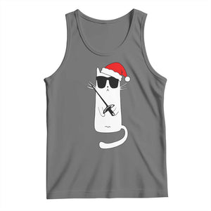 Funny Cat Fencing Christmas Tank Top Cute Kitty Lover TS14 Black Heather Print Your Wear