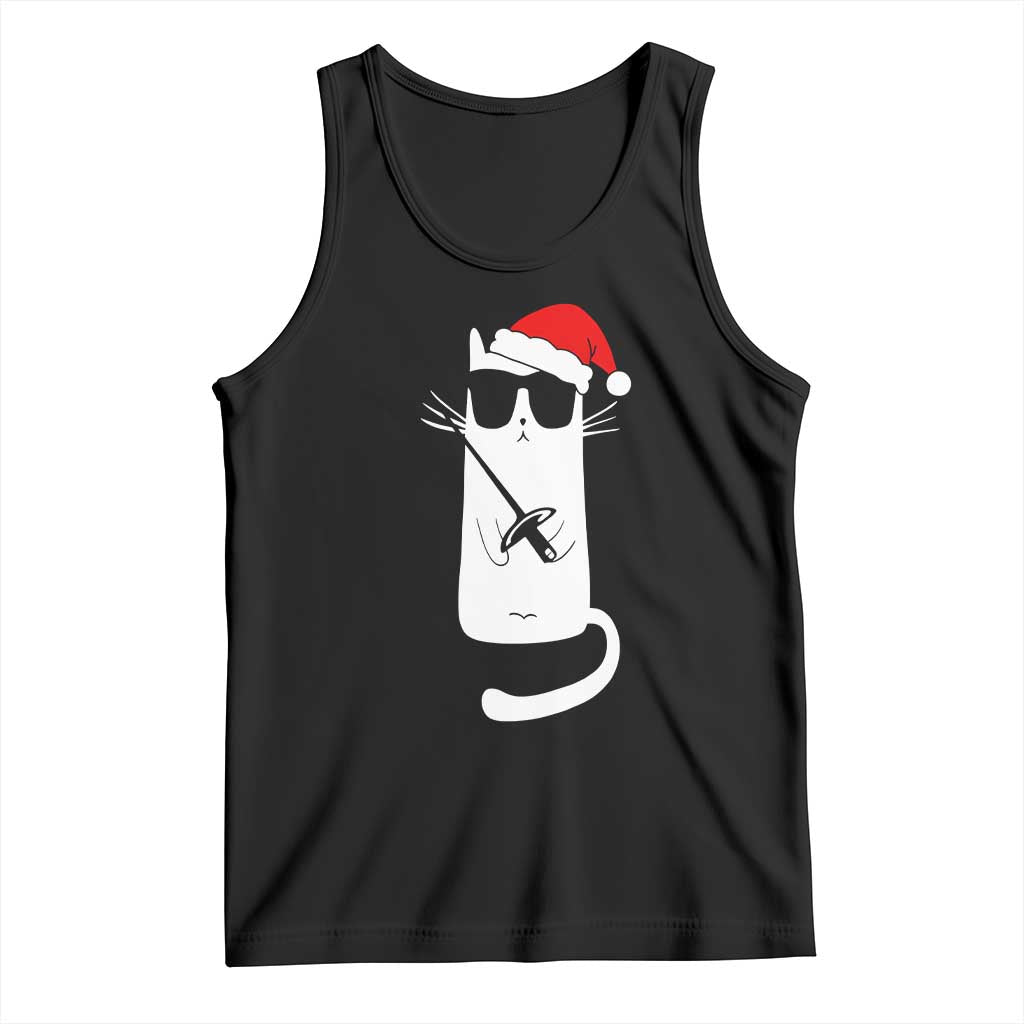 Funny Cat Fencing Christmas Tank Top Cute Kitty Lover TS14 Black Print Your Wear