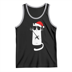 Funny Cat Fencing Christmas Tank Top Cute Kitty Lover TS14 Black Athletic Heather Print Your Wear