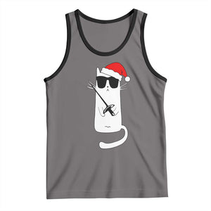 Funny Cat Fencing Christmas Tank Top Cute Kitty Lover TS14 Deep Heather Black Print Your Wear