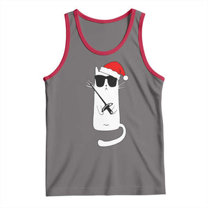 Funny Cat Fencing Christmas Tank Top Cute Kitty Lover TS14 Deep Heather Red Print Your Wear