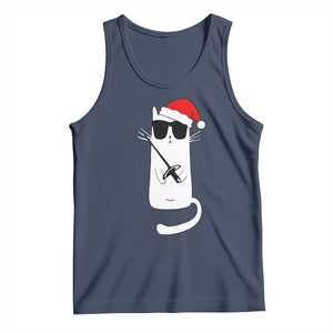 Funny Cat Fencing Christmas Tank Top Cute Kitty Lover TS14 Navy Print Your Wear