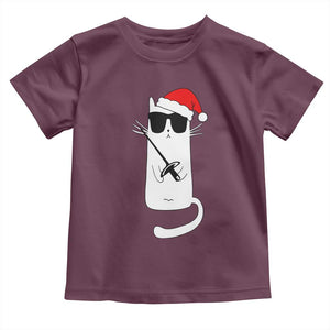 Funny Cat Fencing Christmas Toddler T Shirt Cute Kitty Lover TS14 Maroon Print Your Wear