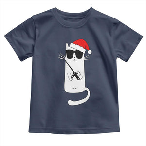 Funny Cat Fencing Christmas Toddler T Shirt Cute Kitty Lover TS14 Navy Print Your Wear