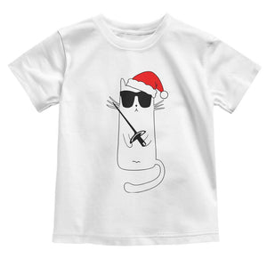 Funny Cat Fencing Christmas Toddler T Shirt Cute Kitty Lover TS14 White Print Your Wear