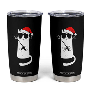 Funny Cat Fencing Christmas Tumbler Cup Cute Kitty Lover - Print Your Wear