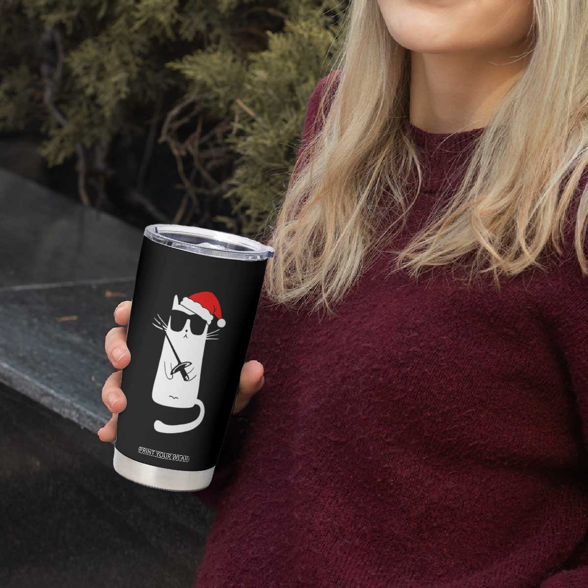 Funny Cat Fencing Christmas Tumbler Cup Cute Kitty Lover TS14 Print Your Wear