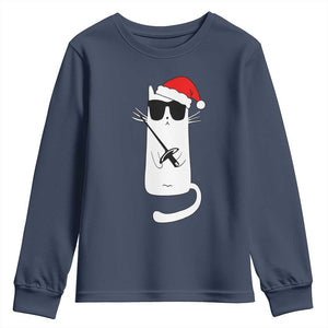Funny Cat Fencing Christmas Youth Sweatshirt Cute Kitty Lover TS14 Navy Print Your Wear