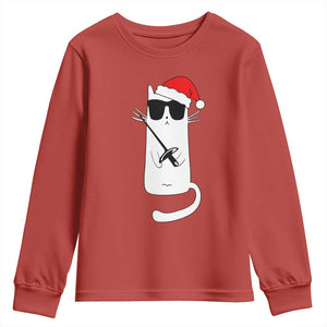 Funny Cat Fencing Christmas Youth Sweatshirt Cute Kitty Lover TS14 Red Print Your Wear