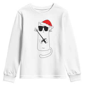 Funny Cat Fencing Christmas Youth Sweatshirt Cute Kitty Lover TS14 White Print Your Wear