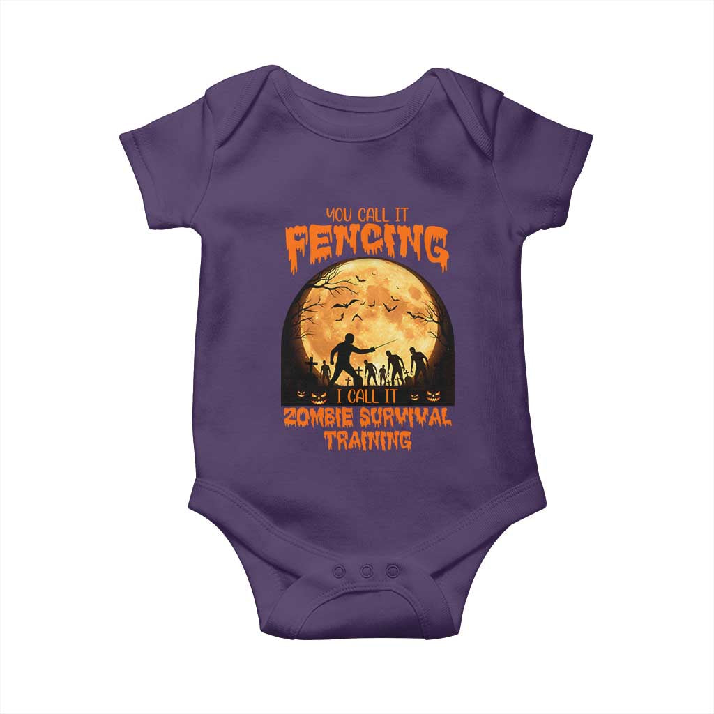 Funny Fencing Halloween Baby Onesie You Call It Fencing Zombie Survival TS14 Purple Print Your Wear