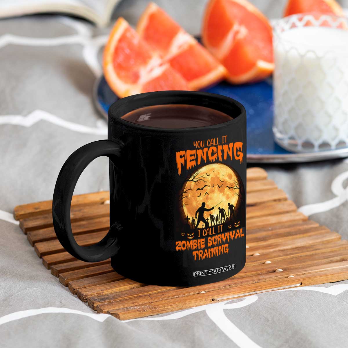 Funny Fencing Halloween Coffee Mug You Call It Fencing Zombie Survival TS14 Print Your Wear