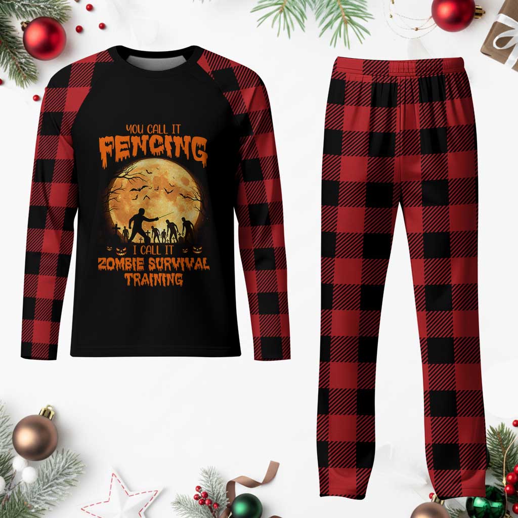 Funny Fencing Halloween Plaid Pajama Set You Call It Fencing Zombie Survival TS14 Buffalo Plaid Print Your Wear