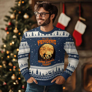 Funny Fencing Halloween Ugly Christmas Sweater You Call It Fencing Zombie Survival TS14 Navy Beige Print Your Wear