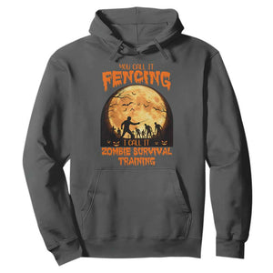 Funny Fencing Halloween Hoodie You Call It Fencing Zombie Survival TS14 Dark Heather Print Your Wear