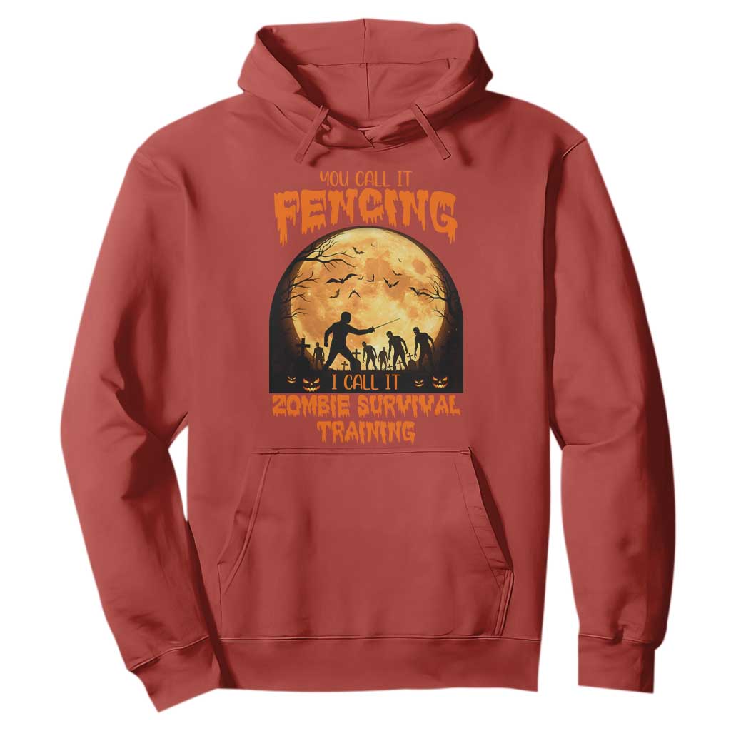 Funny Fencing Halloween Hoodie You Call It Fencing Zombie Survival TS14 Red Print Your Wear