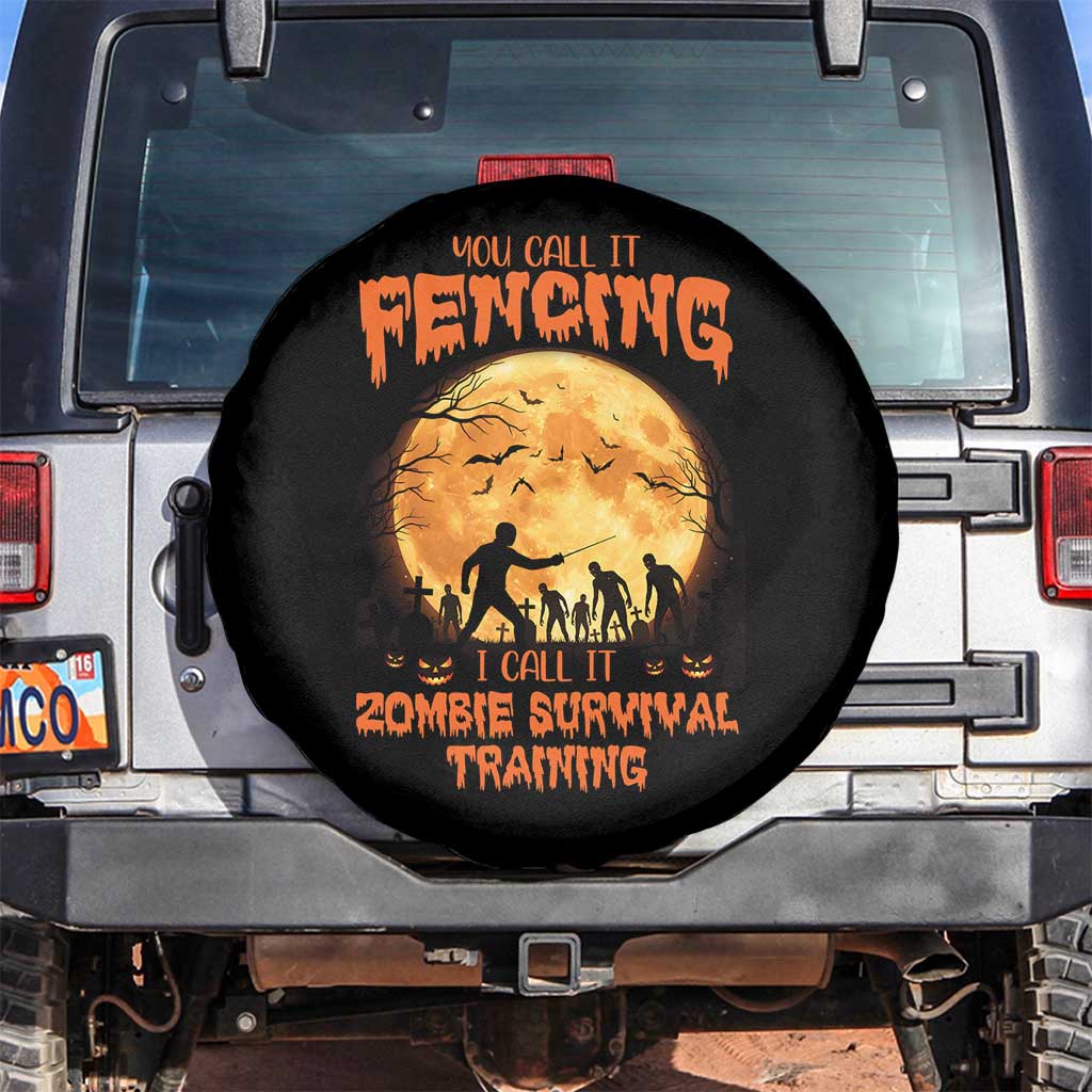 Funny Fencing Halloween Spare Tire Cover You Call It Fencing Zombie Survival TS14 No hole Black Print Your Wear