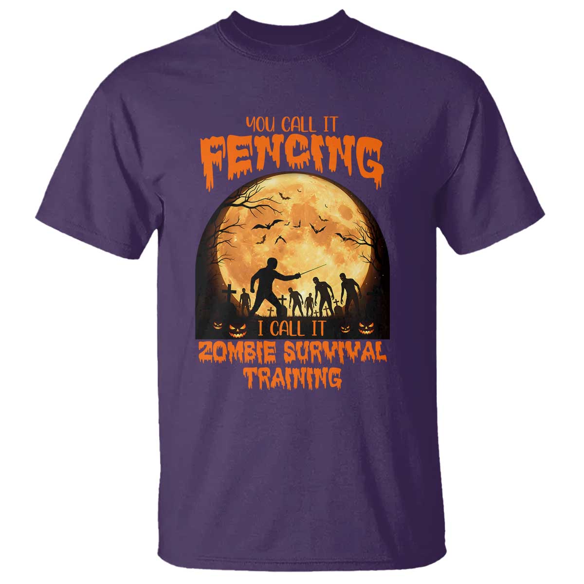 Funny Fencing Halloween T Shirt You Call It Fencing Zombie Survival TS14 Purple Print Your Wear