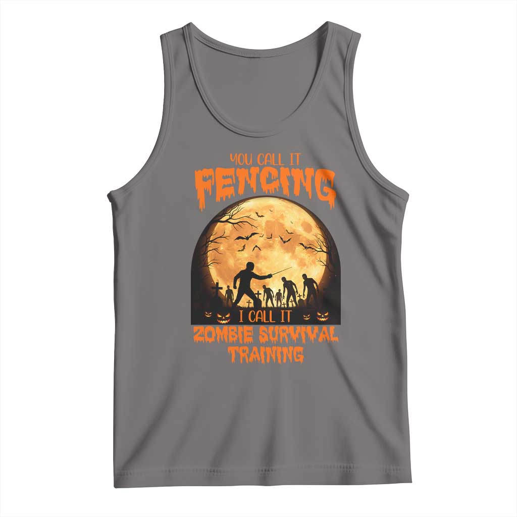 Funny Fencing Halloween Tank Top You Call It Fencing Zombie Survival TS14 Deep Heather Print Your Wear