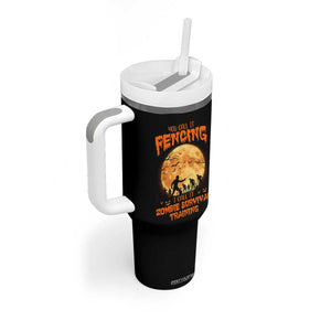 Funny Fencing Halloween Tumbler With Handle You Call It Fencing Zombie Survival TS14 Print Your Wear