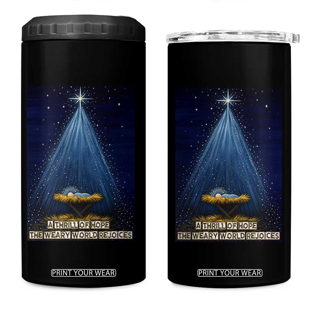 Nativity Scene Christmas 4 in 1 Can Cooler Tumbler Biible Baby Jesus Christian TS14 One Size: 16 oz Black Print Your Wear