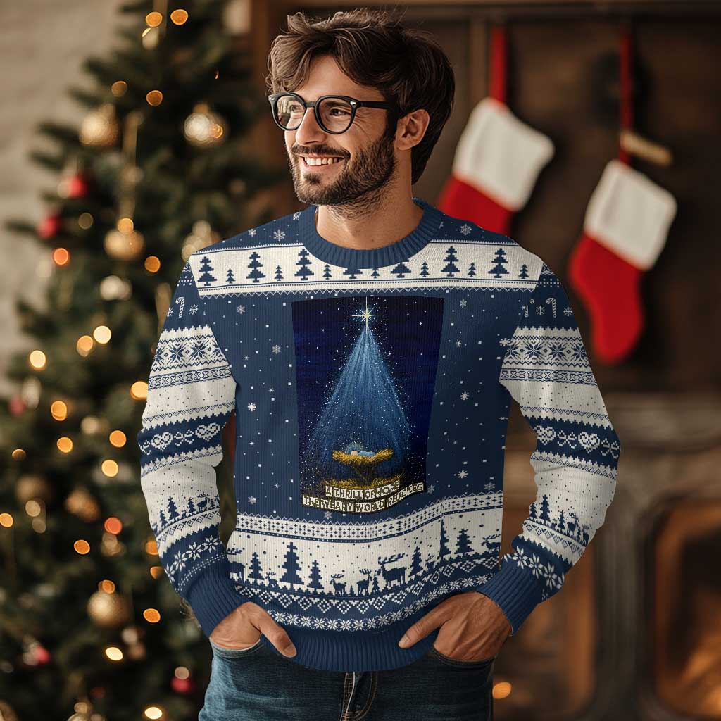 Nativity Scene Xmas Ugly Christmas Sweater Biible Baby Jesus Christian TS14 Navy Beige Print Your Wear