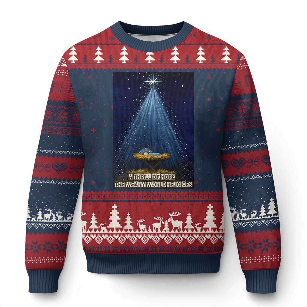 Nativity Scene Xmas Ugly Christmas Sweater Biible Baby Jesus Christian TS14 Navy Red Print Your Wear