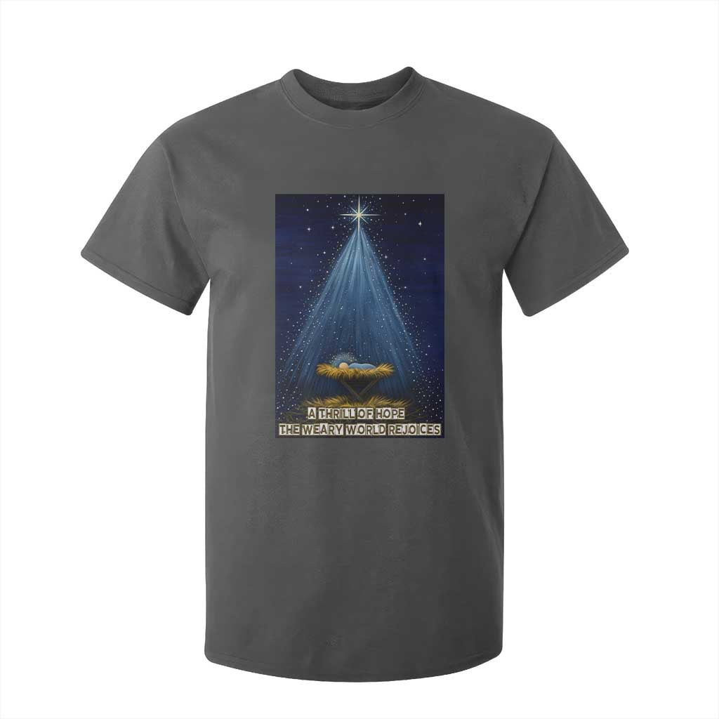 Nativity Scene Christmas T Shirt For Kid Biible Baby Jesus Christian TS14 Dark Heather Print Your Wear
