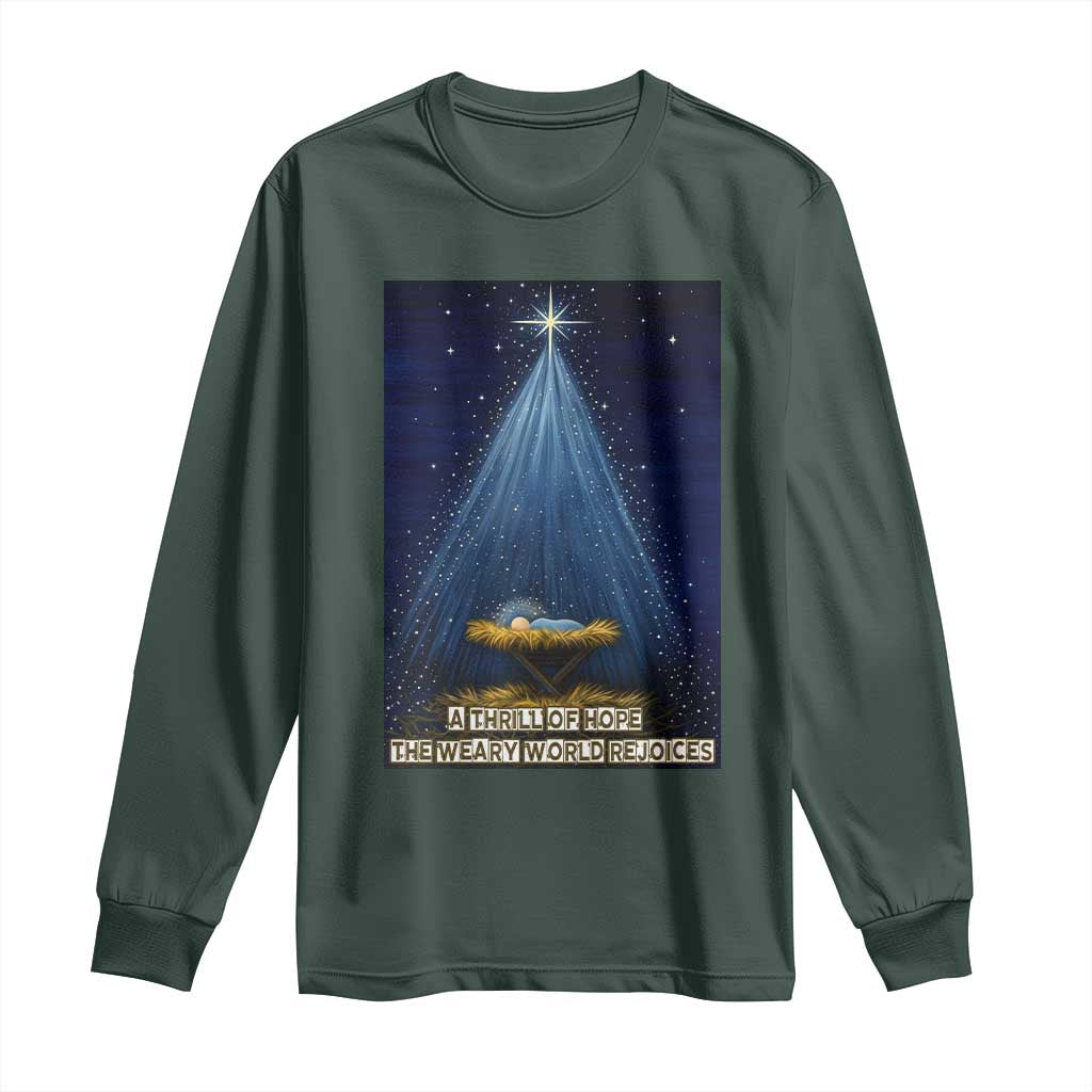 Nativity Scene Christmas Long Sleeve Shirt Biible Baby Jesus Christian TS14 Dark Forest Green Print Your Wear
