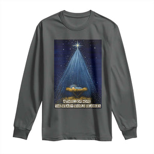 Nativity Scene Christmas Long Sleeve Shirt Biible Baby Jesus Christian TS14 Dark Heather Print Your Wear